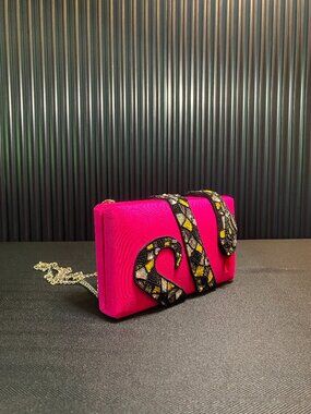 Luxury Simitri Magenta Kaa Clutch